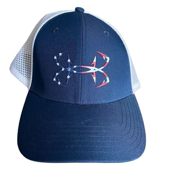 Under Armour Cap Mens M/L Fish Hook Hunter Stretch Fit Mesh Back Fishing Hat USA - Picture 1 of 10
